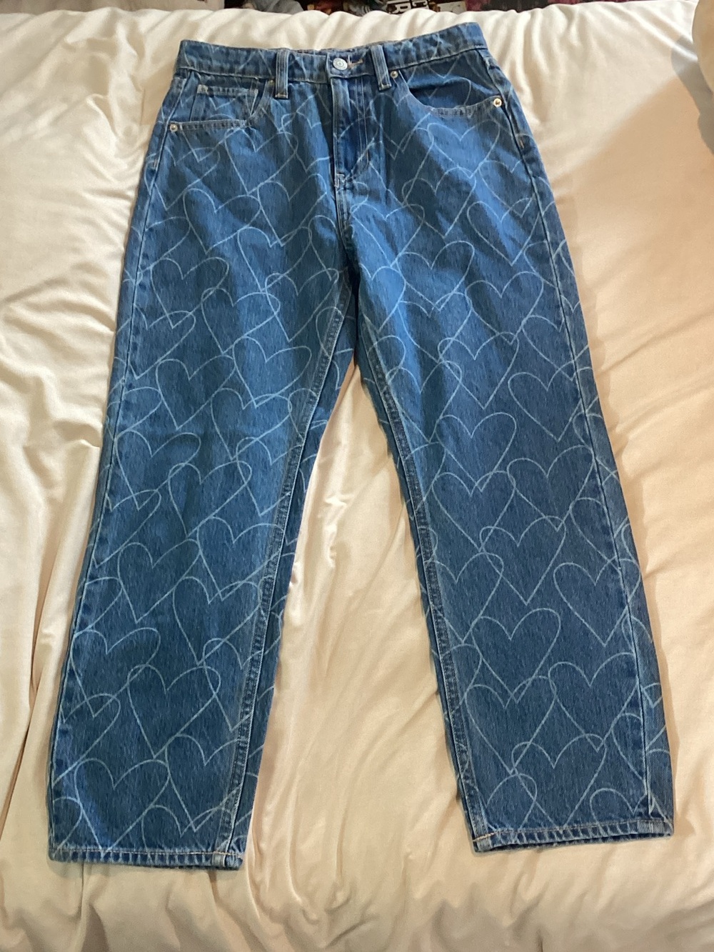 Old Navy Blue Heart-Pattern Straight Jeans